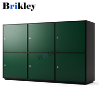 Casier de gym Brikley en HPL couleur unie avec serrure à clé, matériau stratifié compact, construction durable, installation au sol/au mur