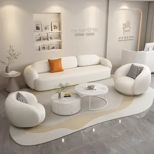 Sofá de pano com tecnologia de vento creme de luxo para salão de beleza, lounge e área de recepção, novidade