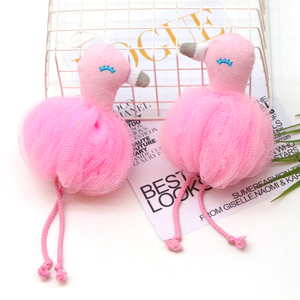 Flamingo hình dễ thương tắm quả bóng tẩy tế bào chết tắm poufs bọt biển cơ thể tắm bọt biển Bong Bóng lưới cơ thể sạch hơn - Product Image 2