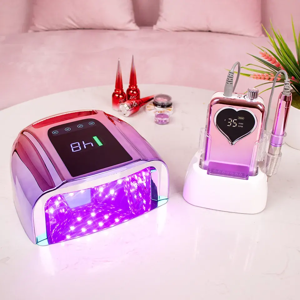 Gradient Purple Pro Cure Cordless 96w LED UV Nail Lamp Rechargeable with Private Label for Nail Salon