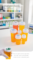 PP Bernsteinfarbene Medizinflasche 13dr Kindersichere Plastikbehälter für Pillen und Kapseln
