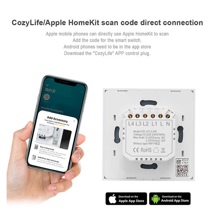 LEDEAST DS-101JLHK Apple Homekieスマートホームライトスイッチ音声 