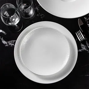 Западный ресторан, керамические тарелки, посуда с молотком, фарфоровая круглая белая тарелка, набор обеденных тарелок для отеля