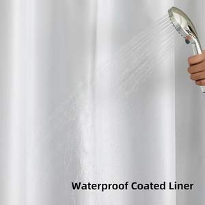 Rideau de douche moderne de luxe sans crochet, <span class=keywords><strong>double</strong></span> couche gaufré, grandes anneaux, polyester imperméable et lavable, pour salle de bain d'hôtel - Product Image 4