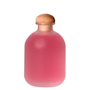 350ML 12oz beverage juice drink clear frosted glass bottle with mushroom shape round cork