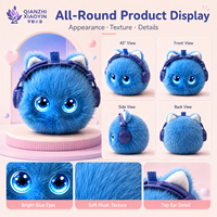 Jouet en peluche AI Chat Bleu avec oreilles, nœud blanc, vibration, reconnaissance vocale, mémoire longue durée, 50+ langues, yeux LED, version WiFi TUYA, cadeau