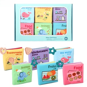 Lot de 6 livres en tissu doux pour bébé, en feutre, lavables, écologiques, à contraste élevé, pour l'éveil et l'éducation précoce, avec anneau de dentition - Product Image 1