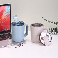 Tasse isotherme à double paroi de 15 oz en acier inoxydable 304 avec couvercle, personnalisable avec logo, pour thé, lait, café – Cadeau idéal – Vente chaude