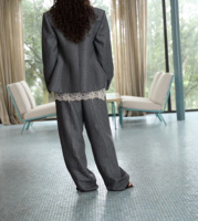 Blazer classique gris croisé à motif pied-de-poule pour femme, avec revers crantés et poches à rabat – Fournisseur