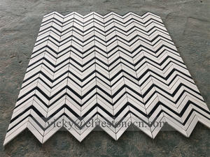 Уникальная мозаичная плитка из черно-белого мрамора «елочка» толщиной 10 мм для декора внутренних стен дома - Product Image 3