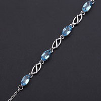 F0092 Respect de la topaze bleue suisse naturelle Gemstone Fashion 925 Sterling Silver Bracelet Bijoux pour filles