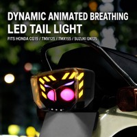 Feu arrière de moto LED style hibou 12-24V avec lentille fumée, 4 fils, feu de freinage, clignotant et feu de position, universel