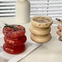 Tasse à café en verre spiralé à haute teneur en borosilicate par sublimation tasses à vin transparentes et créatives avec poignée