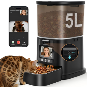 Distributeur automatique de nourriture pour <span class=keywords><strong>chat</strong></span> avec caméra HD WiFi, 5L, contrôle par application, audio bidirectionnel, vision nocturne, bol en acier inoxydable, distributeur intelligent de nourriture pour animaux de compagnie avec écran LCD - Product Image 2