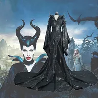 Trang Phục Dành Cho Người Lớn Deluxe Maleficent Evil Queen Black Withch Ladies Fancy Dress Phụ Nữ Trang Phục Hóa Trang Tiệc Halloween Có Mũ