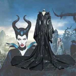 الكبار ديلوكس Maleficent زي الشر الملكة الأسود withch السيدات فستان بتصميم حالم النساء هالوين حزب تأثيري زي مع قبعة