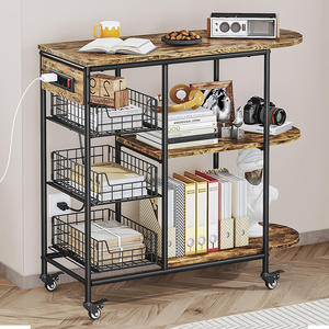 Étagère de rangement multifonctionnelle en métal à 3 niveaux pour cuisine et salon, support pour micro-ondes avec roulettes, vente en gros - Product Image 1