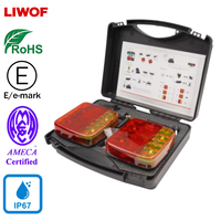 LIWOF 12/24V Emark Wiederaufladbares Kabelloses Magnetisches LED-Anhängerbeleuchtungsset Anhänger-Brems-Blink-Rücklicht-Set für Wohnwagen LKW