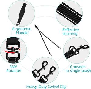 Laisse pour oiseaux Petbonus à double point de contrôle, harnais anti-traction, laisses d'entraînement anti-emmêlement, rembourrées et réfléchissantes, en métal pour la promenade - Product Image 3