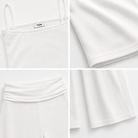 Anjie OEM ODM Ensemble 2 pièces pour femme : Crop top camisole blanc et pantalon large, personnalisable avec marque privée, pour la détente et les vacances, vente en gros