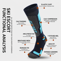 Chaussettes de ski pour hommes et femmes, chaussettes d'hiver chaudes en laine standard, chaussettes mi-hautes tricotées avec semelle anti-friction pour le cyclisme, la randonnée, la course à pied, pour enfants