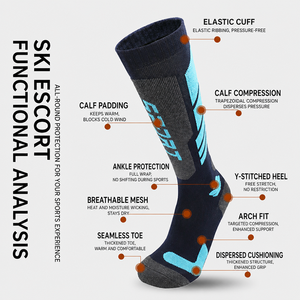 Calcetines de Esquí para Hombre y Mujer, Calcetines de Lana Estándar para Invierno, Calcetines Tejidos hasta la Rodilla con Base Antideslizante para Ciclismo, Senderismo, Correr, para Niños - Product Image 2