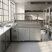 Table de préparation réfrigérée haute qualité pour salades et pizzas, avec vitrine congélateur pour salades et pizzas