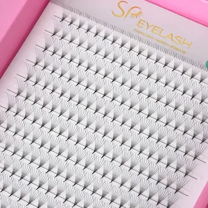 SP EYELASH Nuevos ventiladores Promade hechos a mano, ventiladores estrechos prefabricados, base puntiaguda de tallo largo, FIBRAS PBT coreanas, ventiladores de extensión de pestañas