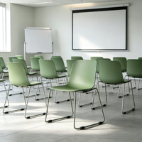 Chaise de formation empilable en plastique moderne pour salle de formation et bureau, chaise de conférence sans accoudoirs avec base en métal