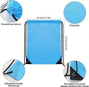 Custom Packing 50 Pieces Whosale 210D 34*42cm Nylon <b>Drawstring</b> <b>Backpack</b> for Party Gym Sport Trip - Product Image 3