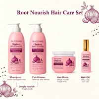 Paket Perawatan Rambut OEM Bulk Onion, Shampoo dan Kondisioner, Perawatan Rambut Sehari-hari, Menutrisi, Menghaluskan untuk Rambut Tipis, Hotel