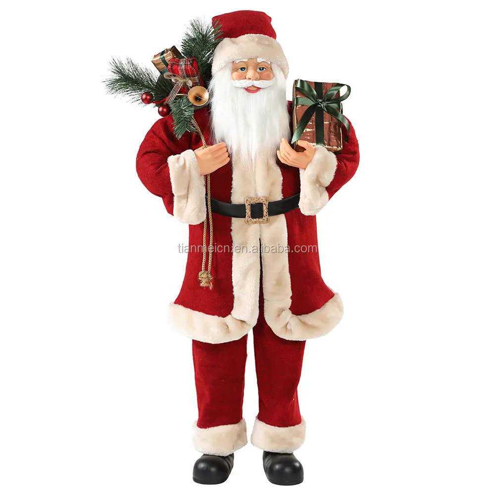 30 ~ 110 см Рождественский стоячий Санта-Клаус с подарочным мешком, украшение, праздничная Праздничная статуэтка, коллекция, традиционная Рождество