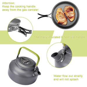 Ensemble de cuisine en aluminium pour 2-3 personnes et 10 pièces : bouilloire, réchaud, poêle, tasse, accessoires de <span class=keywords><strong>camping</strong></span>, ensemble de casseroles de cuisson pour l'extérieur - Product Image 4