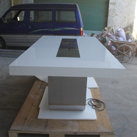 Table de conférence personnalisée de 8 pieds, petite, moderne, en Corian blanc, pour petit bureau