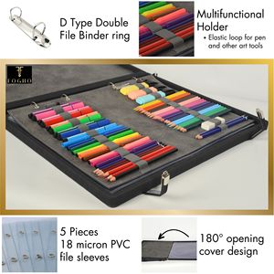 A3 Artist <b>Binder</b> Leather Portfolio for Painters and Art Supplies Featuring a Padfolio Leather <b>Folder</b> and Pencil Bag - Product Image 3