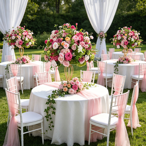 DKB Wholesale Handmade Light weight Realistic Pink Rose Hydrangea <b>Flower</b> Ball Centerpieces Luxury Artificial Silk - Product Image 1