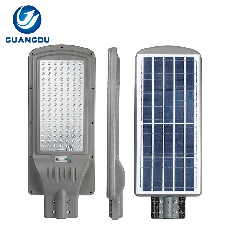 Alta calidad ip65 impermeable al aire libre ABS 100w 200w 300w todo en uno integrado Luz de calle solar llevada