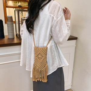 <span class=keywords><strong>2026</strong></span> 热销手工编织花边斜挎包流苏波西米亚时尚夏季拉链闭合度假钱包 - Product Image 3