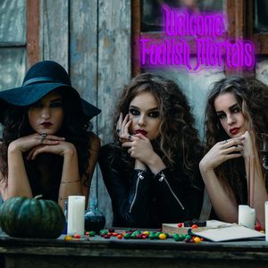 Insegna LED al Neon Dimmerabile Viola in Acrilico Alimentata USB 41x24cm IP65 'Benvenuti Mortali Ignoranti' Stile Gotico Spaventoso - Product Image 4