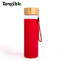 Bouteille d'eau portable anti-fuite en verre borosilicate haute performance, design sportif, écologique, avec logo personnalisé, capacité 500-600 ml, en bambou, modèle 2026