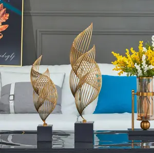 Decoração de mesa interior nórdica, decoração de metal para sala de estar em ouro, enfeite de metal, acessórios de decoração