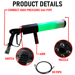 Hot Sale Handheld DJ CO2 Jet Gun Machine With RGB LED Changing Light Fog Gas <strong>Shoot</strong> Gun <strong>Cannon</strong> for Party Wedding Bar Show - Product Image 2