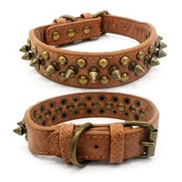 Collier pour chien vintage punk clouté en PU, robuste et réglable, pour chiens de taille moyenne et grande