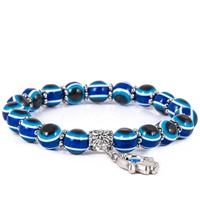 BRACELET mauvais œil bleu en perles, bijou artisanal avec la main de FATIMA de turquie, tendance