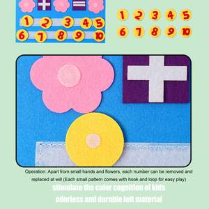 Tablero de Actividades Sensoriales Montessori de Fieltro para Niños Pequeños, Aprendizaje Temprano de Conteo, Números, Matemáticas, Educación Preescolar - Product Image 3