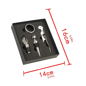 Juego de 4 tapones para vino tinto, abridor de tapas de cerveza, sacacorchos, vertedor de vino, herramienta para botellas de vino, juego de acero inoxidable, caja de regalo - Product Image 3
