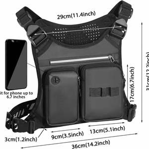 Mochila de tela Oxford sólida con puerto para auriculares, mochila deportiva para correr, mochila táctica para montar al aire libre, bolso de pecho táctico. - Product Image 2