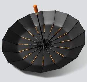 Paraguas de Negocios Resistente al Viento de 32 Varillas para Hombre, Totalmente Automático, con Mango de Madera, Plegable, Impermeable, con Protección Solar para la Lluvia - Product Image 3