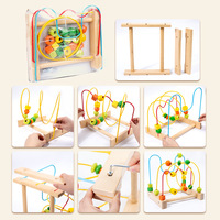 Grand support en bois pour perles, jouet multifonctionnel pour enfants, blocs à enfiler, développement de la motricité fine pour bébés de 0 à 3 ans