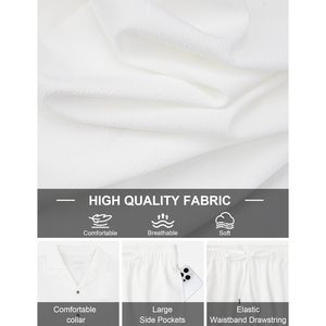 Conjunto de Lino de 2 Piezas para Hombre, Camisa con Botones y Pantalones Largos, Transpirable, Informal, para Vacaciones de Verano - Product Image 6